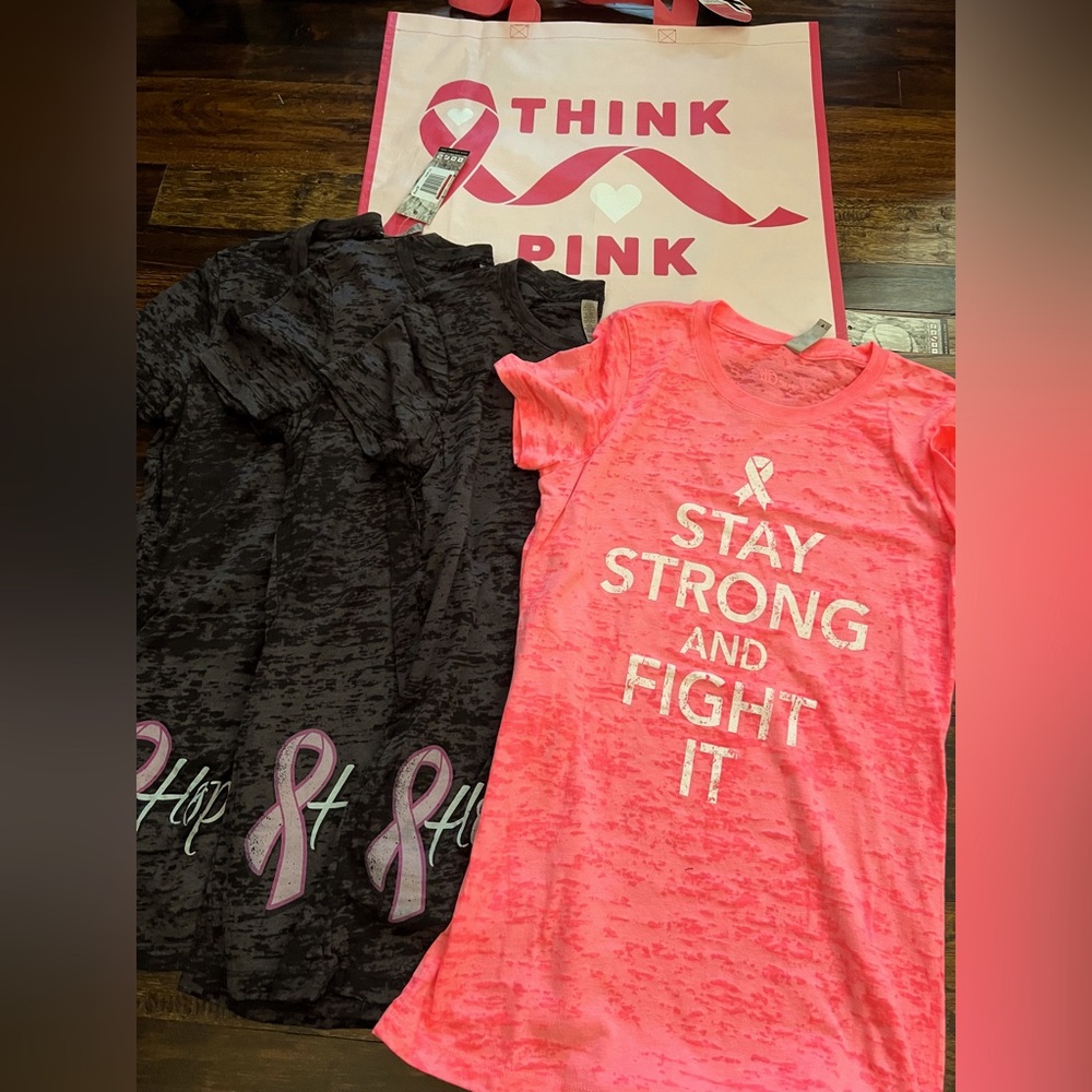 Breast cancer bundle- Four T shirts and gift bag $170 value